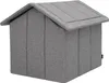 A gray fabric dog house with a pitched roof, shown from a three-quarter angle against a white background. Podgląd zdjęcia produktu