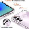 Close-up views of a clear phone case highlighting its protective features for the camera and screen. Produktbild-Vorschau