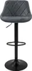 A single gray bar stool with a diamond-stitched seat and backrest, a black adjustable pole, a black footrest ring, and a black circular base, isolated on a white background. Produktbild-Vorschau