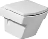 A white wall-mounted toilet with the lid closed, shown from a slightly elevated front-side angle against a white background. Náhled obrázku produktu