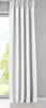 A white curtain hanging in front of a window with greenery visible outside. Produktbild-Vorschau