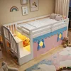Merax Halbhohes Bett 90x200cm, Etagenbett mit Vorhängen, Produktbild-Vorschau 4