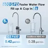 Comparison of two water filtration systems, showing water flow rates. Podgląd zdjęcia produktu