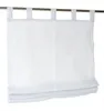 A white linen roman blind hanging from a curtain rod. Produktbild-Vorschau