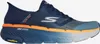 A side view of a blue Skechers running shoe with orange accents. Produktbild-Vorschau