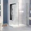A modern bathroom with a black shower panel, a toilet, and a sink. Náhľad obrázku produktu