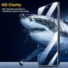 A smartphone screen displaying a shark emerging from water, with a person sitting in a chair watching. Produktbild-Vorschau