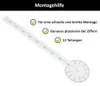 A marketing image showing a template for mounting a large wall clock. Produktbild-Vorschau