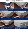 A 6-step installation guide for a bed sheet holder. Produktbild-Vorschau