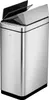 A stainless steel trash can with its lid open. Produktbild-Vorschau