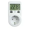 A white electricity meter plugged into a wall socket. Produktbild-Vorschau