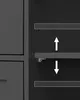 Close-up view of an interior shelf system, showing adjustable shelf placement. Náhled obrázku produktu
