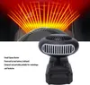 A small space heater powered by a tool battery, with a graphic showing heat waves emanating from it. Podgląd zdjęcia produktu