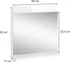 A white bathroom mirror with dimensions indicated by measurement lines and text. Podgląd zdjęcia produktu