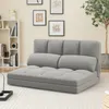 COSTWAY Niska rozkładana sofa z 2 poduszkami, rozkładana Podgląd zdjęcia produktu 2