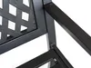 A close-up view of the black metal frame of a garden bench, showing the woven pattern of the seat and the welded joints of the legs. Produktbild-Vorschau