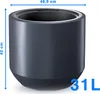 A dark gray planter with dimensions and capacity indicated. Anteprima dell’immagine prodotto