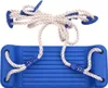 A blue swing seat with beige ropes is shown against a white background. Produktbild-Vorschau