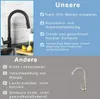 A split image showing a black kitchen faucet on the left and a silver kitchen faucet on the right, with text comparing features. Anteprima dell’immagine prodotto