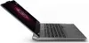 A side view of an open laptop on a white background. Produktbild-Vorschau