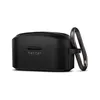 A black earbud case with a carabiner clip attached. Produktbild-Vorschau