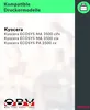 A marketing image listing compatible printer models for a Kyocera printer. Produktbild-Vorschau
