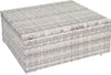 A grey poly-rattan storage box with a cream cushion on top, shown from a slightly elevated angle against a white background. Podgląd zdjęcia produktu