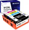 A box of printer ink cartridges and the cartridges themselves arranged in an orange holder. Produktbild-Vorschau