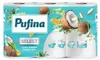 Toaletný papier, 4 vrstvový, malé rolky, 6 roliek, PUFINA "Relaxing Coconut", s kokosovou vôňou Náhled obrázku produktu