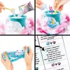 A collage of images showing the process of making slime, including ingredients, mixing, and the final product. Náhled obrázku produktu