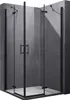 A black framed glass shower enclosure against a grey concrete wall. Voir les images du produit