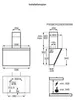 Technical diagrams showing installation dimensions for a kitchen appliance, possibly a range hood. Voir les images du produit