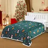 A Christmas-themed bedroom scene with a bed covered by a festive blanket. Produktbild-Vorschau