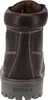 The back view of a brown leather boot with a gray sole. Produktbild-Vorschau