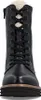 A close-up front view of a black lace-up boot with cream-colored lining. Náhled obrázku produktu