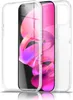 A transparent phone case is shown with a phone inside, displaying a vibrant pink abstract wallpaper. Produktbild-Vorschau