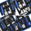 A collage of four close-up images showing different parts of a watch repair tool kit. Náhled obrázku produktu