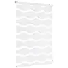 A white roller blind with a wave pattern hanging from a rail. Produktbild-Vorschau