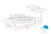 Diagrams and dimensions of a sofa, including its dimensions when converted to a bed. Produktbild-Vorschau