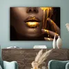 MuchoWow® - Obraz na płótnie - Gold - Woman - Colour - Lips Podgląd zdjęcia produktu 4