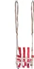 A baby swing with red and white striped fabric and wooden frame, suspended by ropes. Produktbild-Vorschau