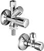 Two chrome-plated water valves are shown against a white background. The top valve is a dual-outlet valve, while the bottom valve is a single-outlet valve. Náhled obrázku produktu