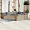 vidaXL 10-tlg. Garten-Sofagarnitur mit Kissen Beige Poly Produktbild-Vorschau 2