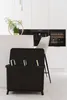 A black trash bin with its lid open, showing three compartments inside, placed in a modern kitchen setting. Náhľad obrázku produktu
