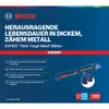 Marketing image for Bosch EXPERT 'Thick Tough Metal' saw blades, highlighting features and benefits. Voir les images du produit