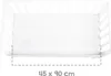A white crib with a white mattress inside, showing the dimensions. Produktbild-Vorschau