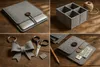 A collage of four images showing various felt products and crafting supplies on a wooden surface. Náhled obrázku produktu