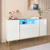 Buffet à 4 portes avec éclairage LED, 1 tiroir, blanc Voir les images du produit 9