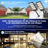 A collage of images showing solar street lights in different settings, with text overlays describing their features. Produktbild-Vorschau