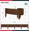 A diagram showing wooden garden edging with dimensions and branding. Produktbild-Vorschau